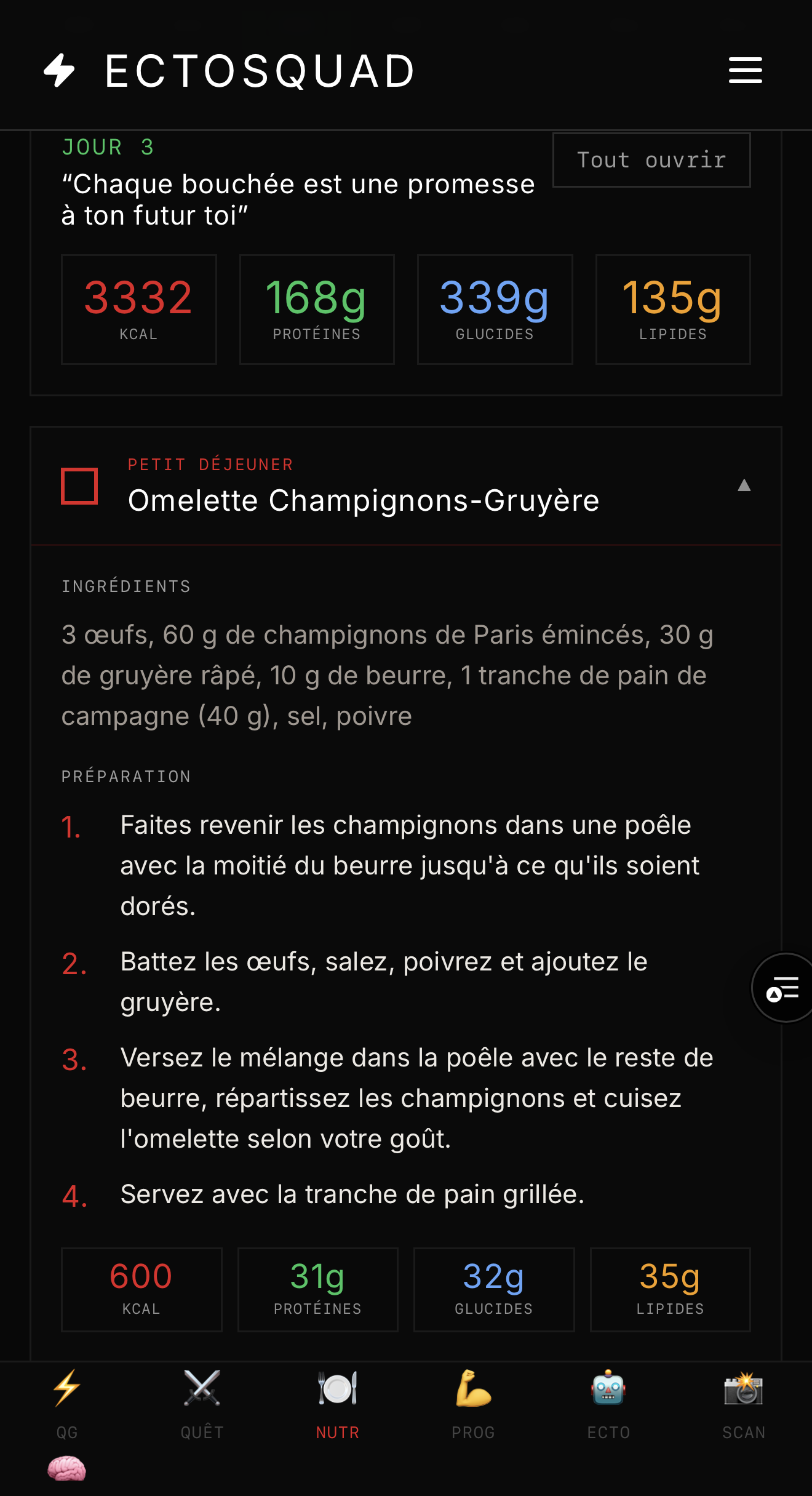 Ton plan nutrition à la calorie près